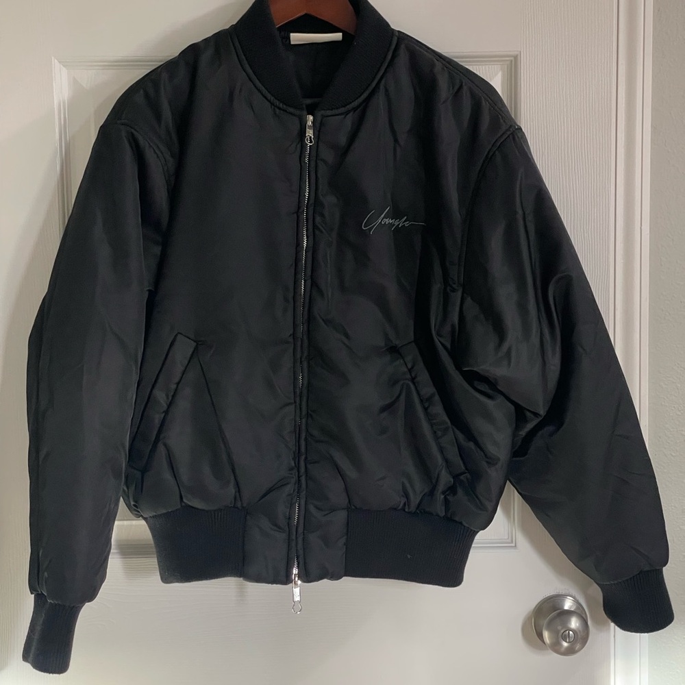YoungLA Black Bomber Jacket Minimalist Streetwear Style Unisex Fit Size Small